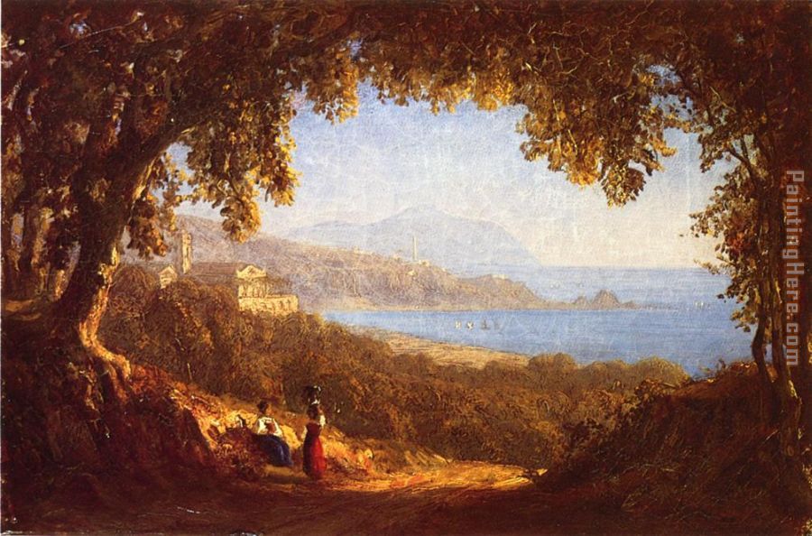 La Riviera di Ponente, Genoa painting - Sanford Robinson Gifford La Riviera di Ponente, Genoa art painting